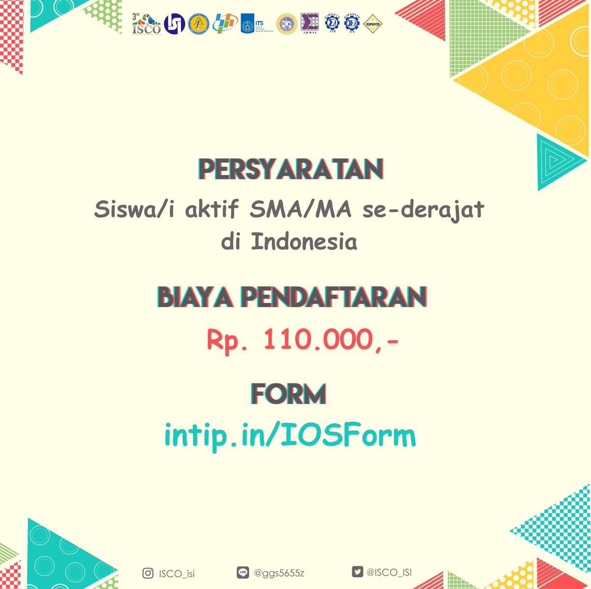 Untuk kalian pelajar SMA/MA yg ingin mendaftar IOS silahkan isi form intip.in/IOSForm 

Cp
Dhona : 082210084450
Iqbal : 082139931424