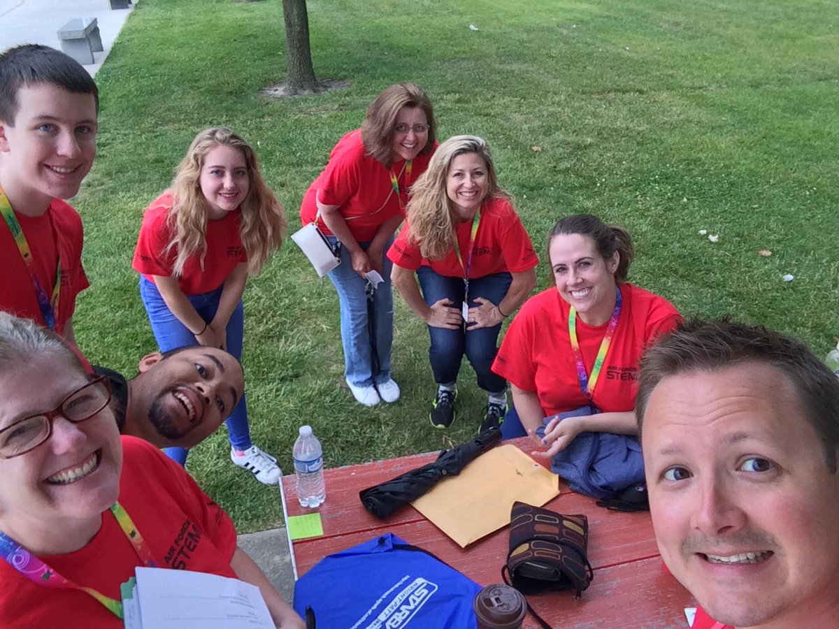 STARBASE_WPAFB's tweet photo. Group Selfie before the start of our first Summer Camp! @wpafbeo @AFmuseum @Team_AFRL #airforcestem https://t.co/dA7g3tMKLo