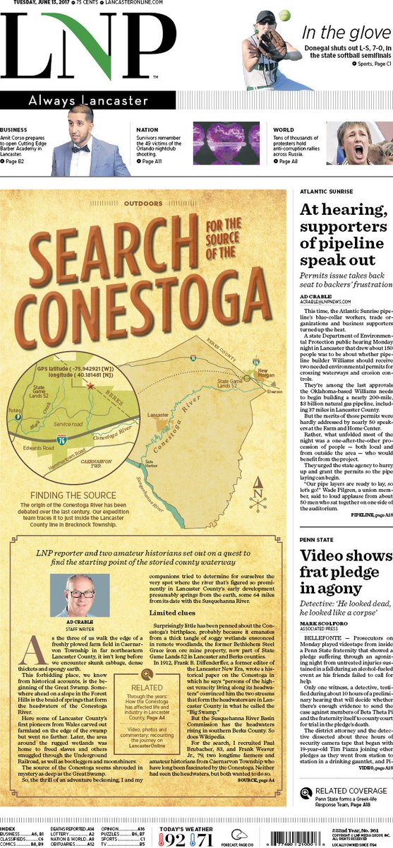 _thats_pat's tweet photo. Mystery! Intrigue! Adventure! @AdCrableLNP &amp; the journey to the (somewhat) secret source of the Conestoga River. https://t.co/1iR8KajXYu https://t.co/8lmFY5Piel