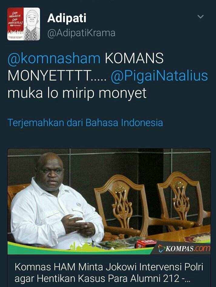 ekowBoy's tweet photo. Teriak "SAYA PANCASILA" ketemu org timur yg ga sepaham dihina HITAM, MONYET, GORILA

»@Arie_Kriting yg sering bawa² org timur msh mingkem https://t.co/Z4y3s27Bhv