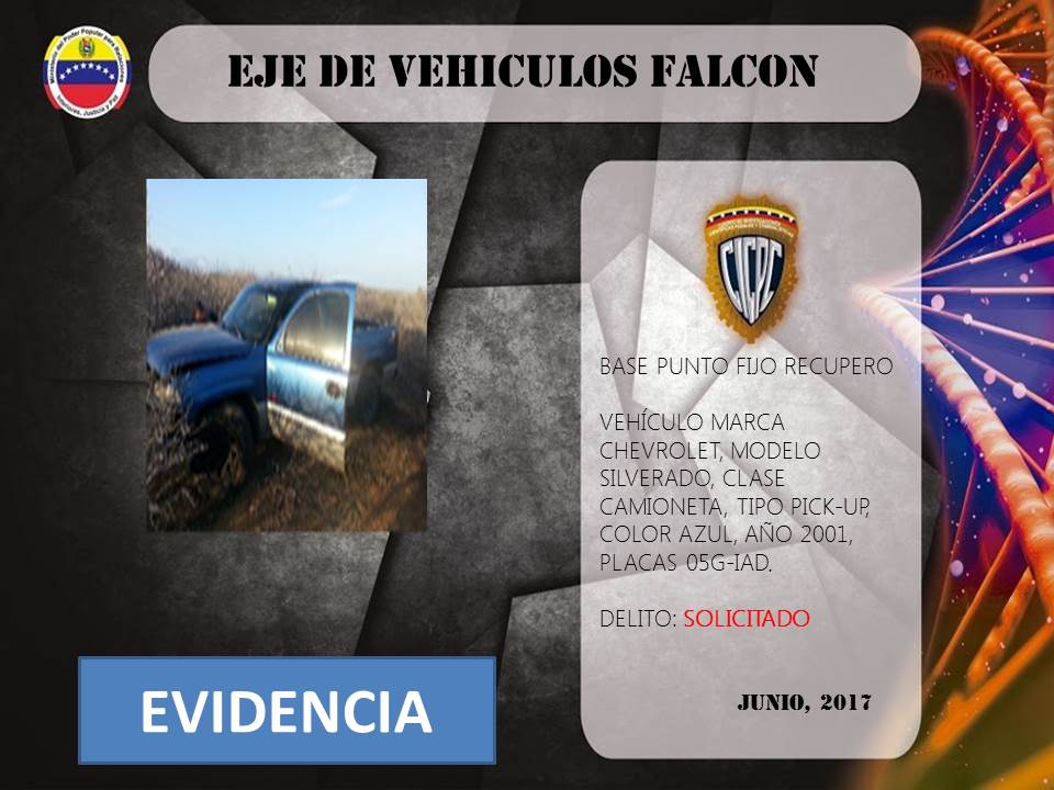 Falcon_Cicpc's tweet image. Vehículos/Pto.Fijo,Recuperó,Camioneta Silverado, placas 05G-IAD,Color Azul, el cual se encontraba SOLICITADA
@DouglasRicoVzla 
@darwincicpc