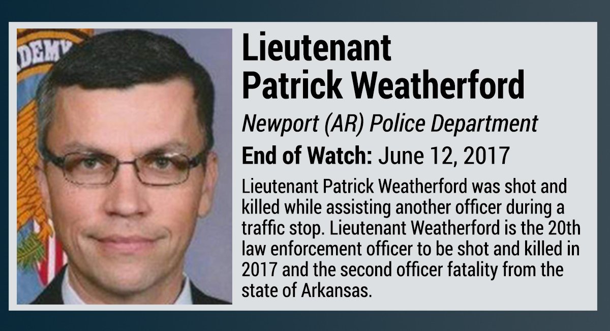 NLEOMF's tweet photo. RIP Lieutenant Patrick Weatherford, Newport (AR) Police Department https://t.co/5wX6sa8JfI https://t.co/7Lk5g49hfY