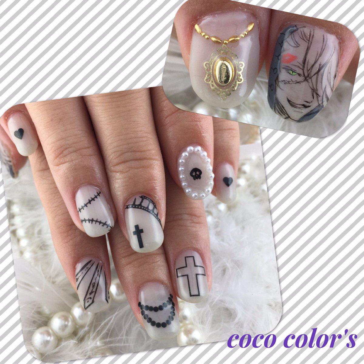 Twitter 上的 Color Sすずきあい お客様オーダー 黒執事ホワイトデー葬儀屋 痛ネイル イラスト以外はお任せいただきモチーフを散りばめました 痛ネイル T Co Lbyhtjmexy Twitter