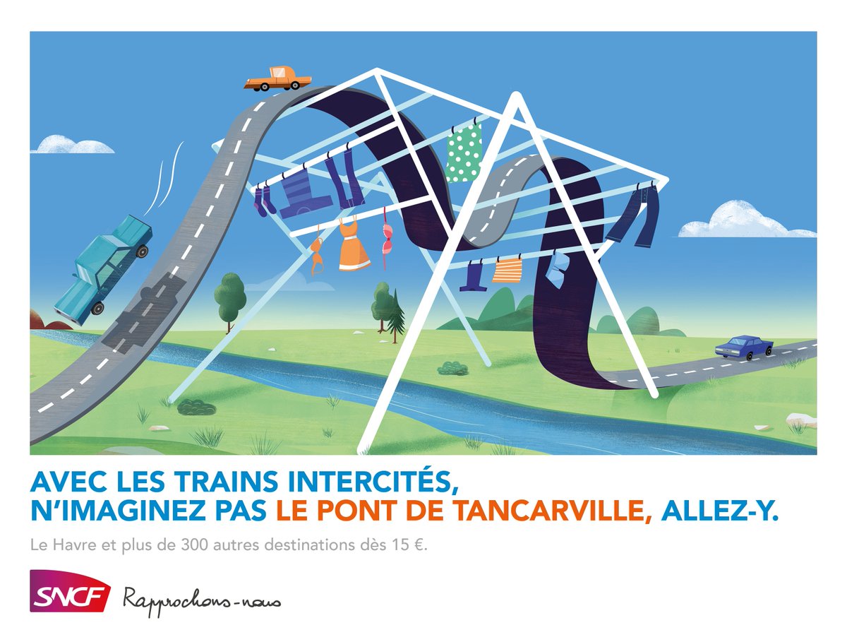 Berthierflo's tweet photo. Un joli refill de la campagne @TBWA_PARIS pour #SNCFIntercités et illustrée par Les JeanClode et Pierre Kleinhouse #madeinFrance #Voyager https://t.co/epPkV2V15K