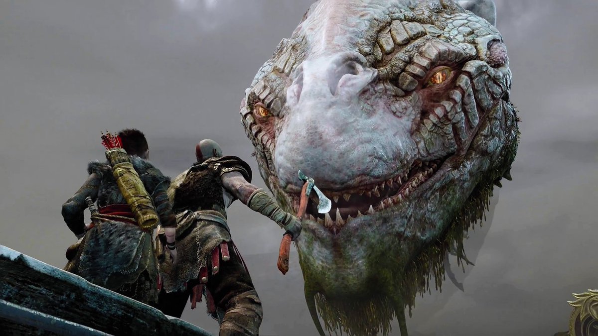 Joe Ogi No Twitter 新 God Of War のトレーラーに登場した超巨大な蛇 本作の舞台となるのは北欧神話なので これの正体は ヨルムンガンドか Godofwar Playstatione3 E3プレイステーション