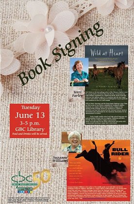 Join us today from 3-5pm <a href="/gbclibrary/">GBC Library</a>  for a book signing with <a href="/Terri_Farley/">Terri Farley</a> and Suzanne Morgan Williams! We can't wait to meet them!