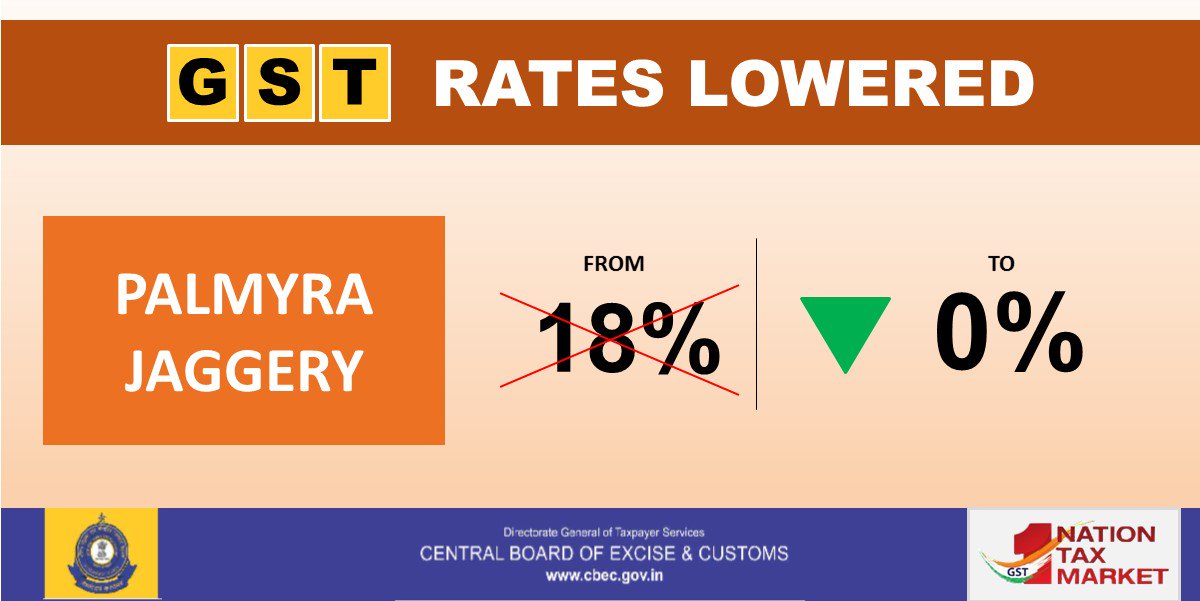 CBIC on Twitter "Palmyra Jaggery to be more Sweet,😋 GST rate reduced