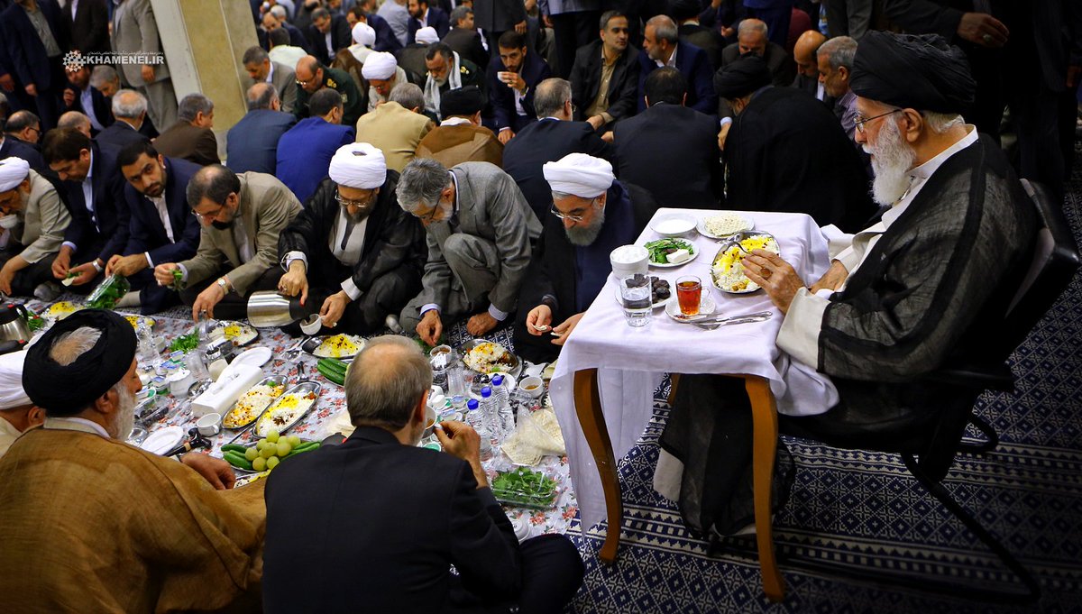 khamenei_ir's tweet photo. Special photo of officials and heads of government branches having last night's #iftar with Ayatollah Khamenei. #Ramadan https://t.co/cHF6OXcY7d