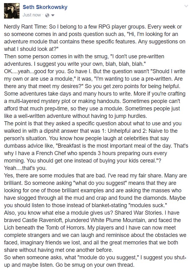 SSkorkowsky's tweet photo. Nerdly Rant: #DnD #RPG #AngryGM https://t.co/liLsvZa6i2