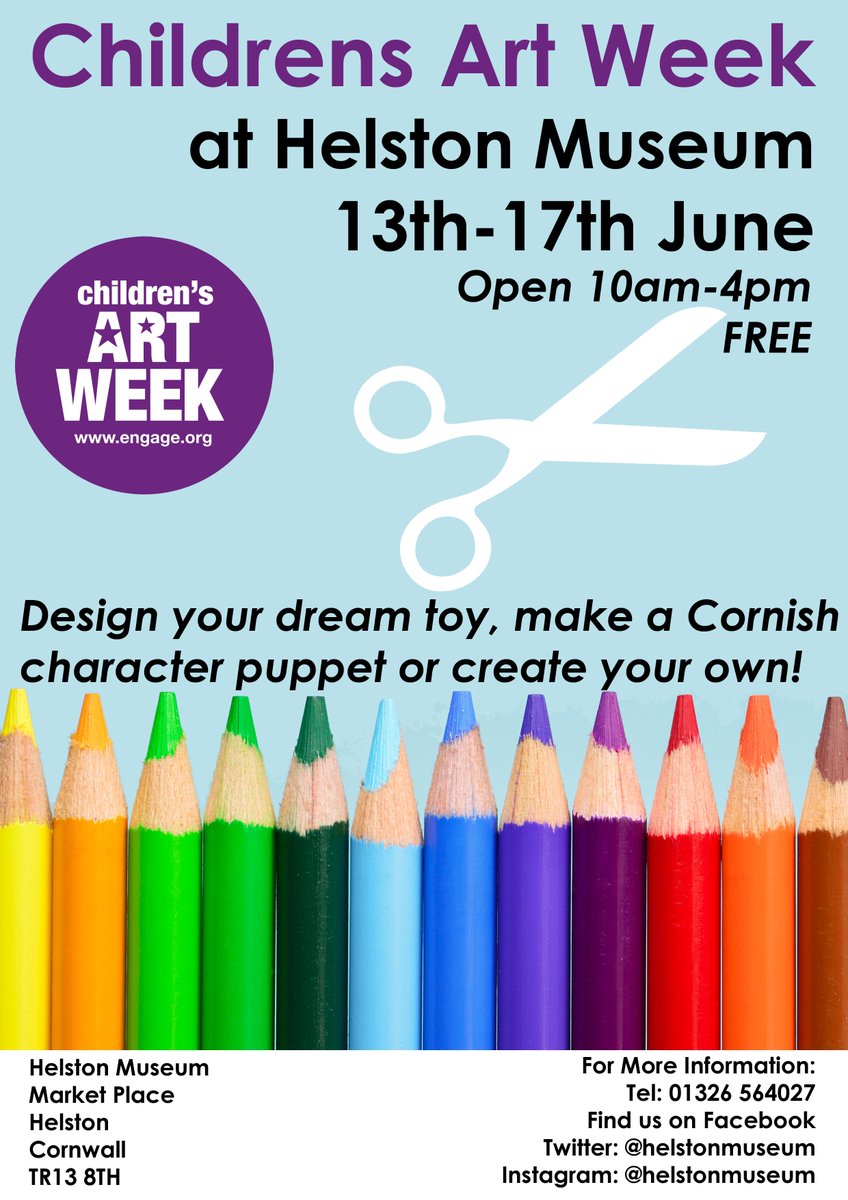 On until Sat at @helstonmuseum free #childrensartweek activities! Design your dream toy, play or make a puppet! ow.ly/OUh330cypUz