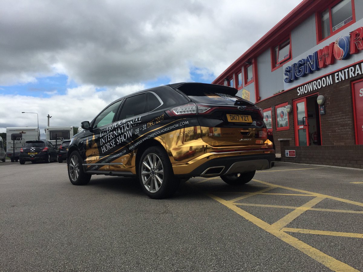 SignworldGroup's tweet image. Our latest vehicle wrap is now finished. We're loving the polished gold effect on this one! Let us know what you think! #gold #fordedge