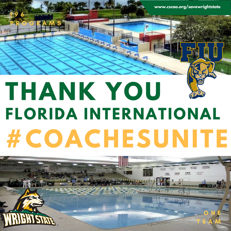 CSCAA's tweet photo. Getting closer to our goal. Thank you @FIUSwimDive for supporting @WSUSwimCoach with your donation.  #donate NOW! https://t.co/uDrD4t0kIx https://t.co/2dtJ904qJf
