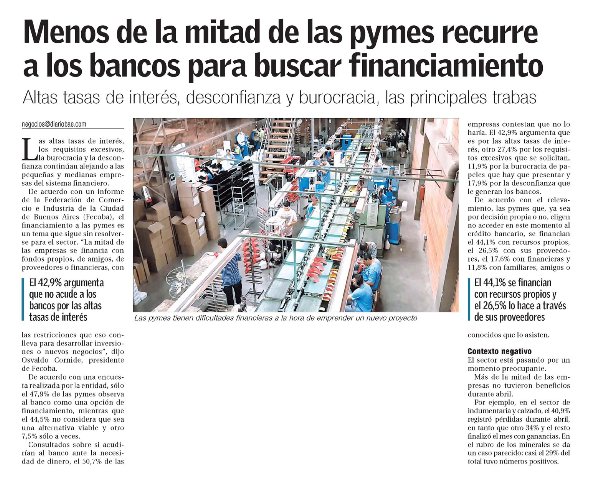 FECOBAORG's tweet photo. #PRENSA │ @BAENegocios , Economía, Pág 10. "Menos de la mitad de las #pymes recurre a los bancos para buscar financiamiento" https://t.co/UcITyZErSN