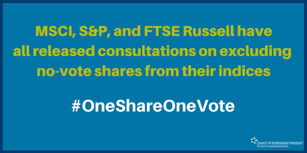 CouncilInstInv's tweet photo. June 12, @MSCI_Inc joined @FTSERussell &amp; S&amp;P by issuing a consultation re no-vote stock #corpgov #OneShareOneVote
https://t.co/UWTFyqZJ3T https://t.co/vKCLiaSmeO