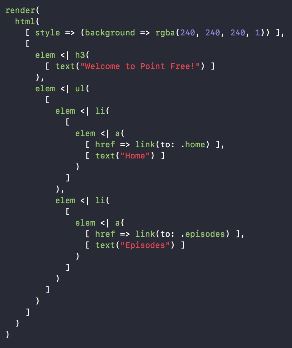 mbrandonw's tweet image. One thing I’ve been dabbling with for a side project: a functional Swift server that is highly composable and testable!