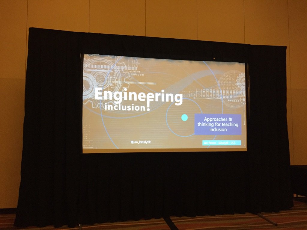 Jan_Katalytik's tweet image. All set to share the #inclusiveengineering work developed over 6 years with @UCLEngineering #WEPANforum2017