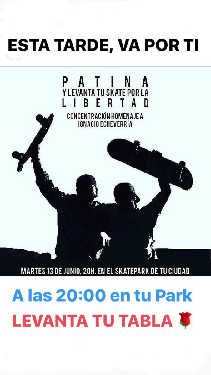 MorcillaSurf's tweet photo. Allí nos vemos skaters de #Burgos hoy martes 13 a las 20:00h en el nuevo skatepark homenaje a #IgnacioEcheverria #skater #Héroe #surf https://t.co/z4EDPQR5G9