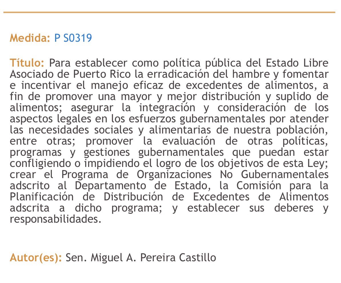 SenCucoPereira's tweet photo. #PS319 es un proyecto humanitario. Lo presenté el pasado cuatrienio y fue aprobado por unanimidad en @SenadoPR. https://t.co/wvFtFVaWP1