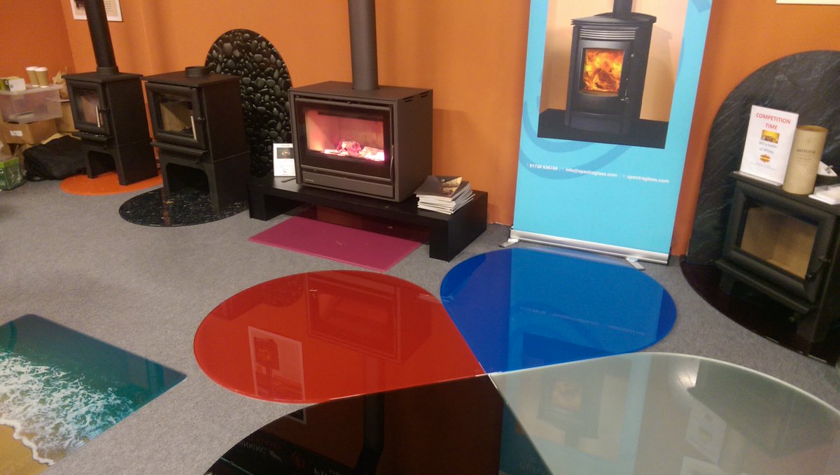 Here is a picture from earlier with only 1 stove still lit as we get ready to depart today. #hearthandhome2017