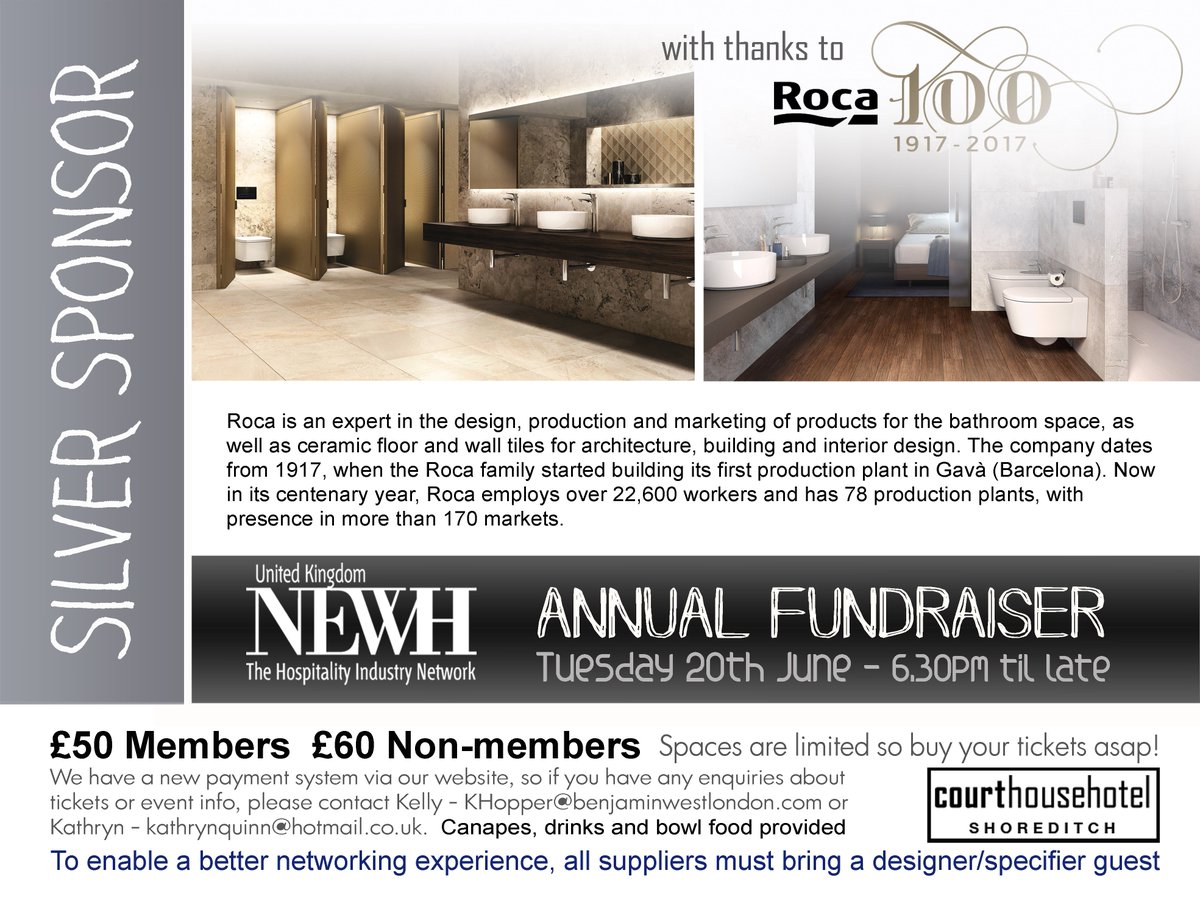NEWHuk's tweet photo. Thank you to Roca,one of our silver sponsors for our Fundraiser next Tuesday20th June -we very much appreciate your support!@RocaLONGallery https://t.co/kiKrIMDBq9