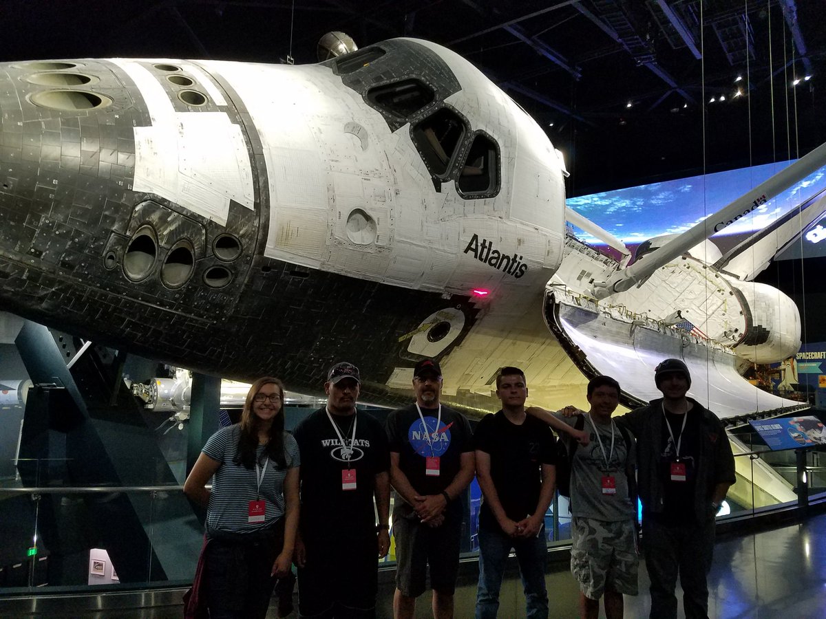 PVHSAstronomy's tweet photo. PVHS Astronomy &amp; Space Science students in front of Space Shuttle Atlantis @PalomaValley @puhsd @jswilliams https://t.co/0L8lSNoSBU