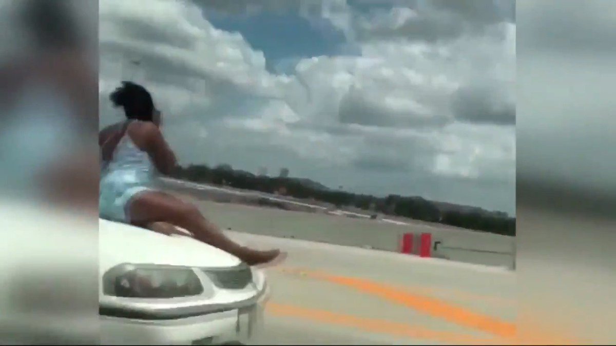 Woman rides on car hood on busy city highway bit.ly/2rn2Jdx https://t.co/MI0oVowG2q