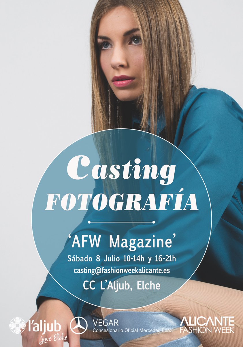 AlicanteFW's tweet photo. Abierta la convocatoria para el #casting fotográfico de #AFW16 Demuestra tu talento y rellena el formulario @laljub
https://t.co/vMv9uDycLY https://t.co/SdrGYBPXnc
