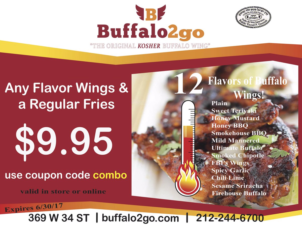 buffalo2go's tweet photo. Happy Tuesday! Wings and Fries $9.95 at Buffalo2go!! #kosher #lunchnyc #tuesday #eat #yum https://t.co/UHUXXQRait