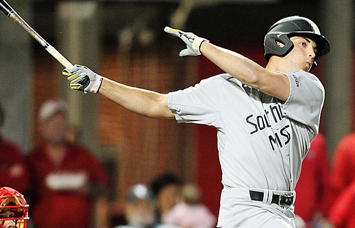 NCBWA's tweet photo. Matt Wallner of @SouthernMissBSB hit .336 with 19 HR, 63 RBI to earn our National Freshman Hitter of the Year honor https://t.co/ieeiR3j6tI https://t.co/OO92x3sIfP