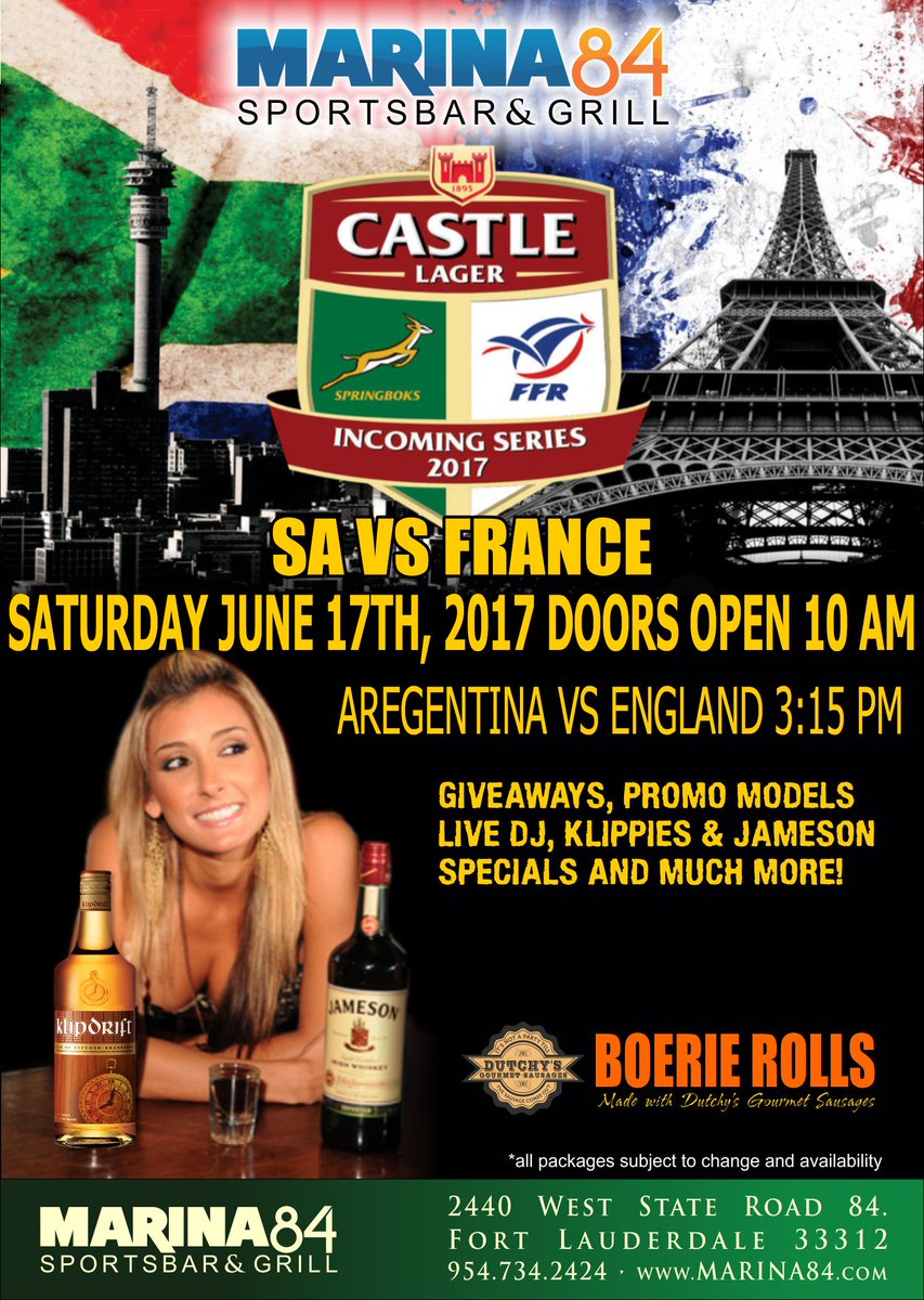 Rugby Saturdays as South Africa continues their three-match home series with France.Doors Open 10am!! #dj #Boerierolls #Springboks #Rugby
