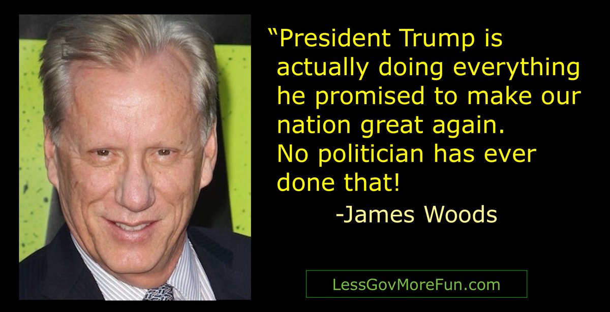 LessGovMoreFun's tweet photo. . "President Trump is actually doing everything he promised to make our nation great again. No politician has ever done that!"  -James Woods https://t.co/WsI6f1QmFq