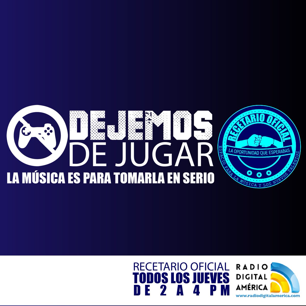 RecetarioMusic's tweet photo. #DejemosDeJugar Escuha @RecetarioMusic todos los jueves de 4 a 5 pm, sólo por https://t.co/HdpOhuvy19 https://t.co/wB44bdbS9E