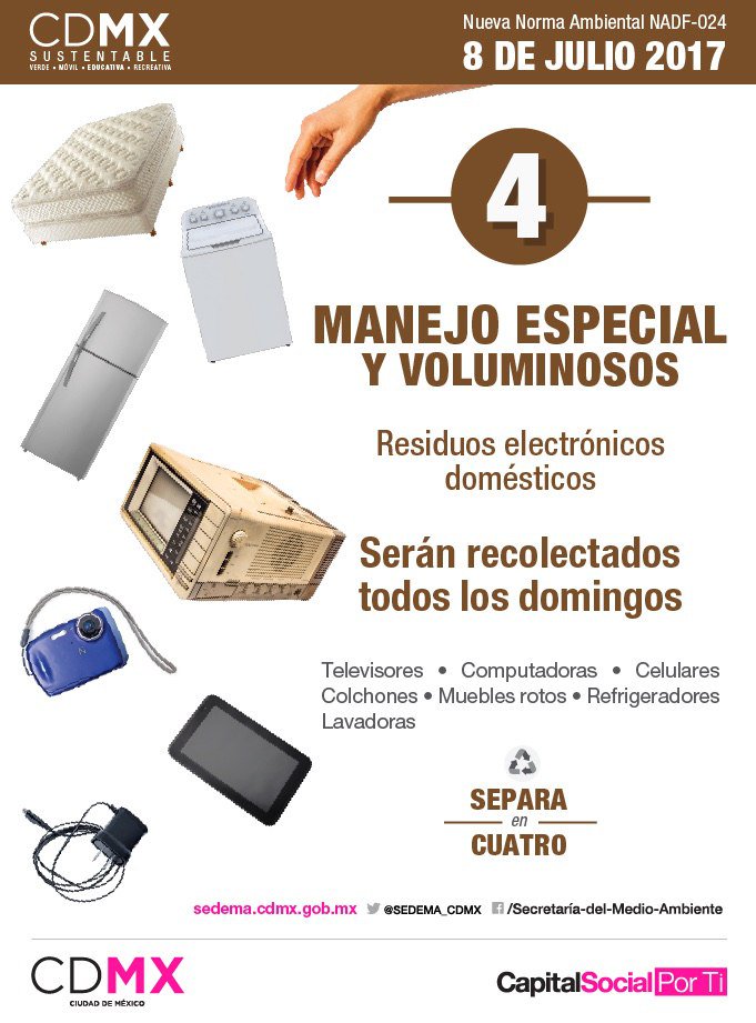#Entérate Ahora la #SeparaciónResiduosCDMX se dividirá en: orgánicos, inorgánicos reciclables, inorgánicos no reciclables y voluminosos