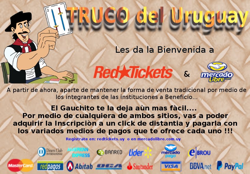 trucodeluruguay's tweet photo. Ahora tu Inscripción la vas a poder pagar sin moverte, 
Con los medios de pagos de:
@RedTicketsUY  y  @ML_Uruguay @Mercadolibre https://t.co/LLeSOTnkCz