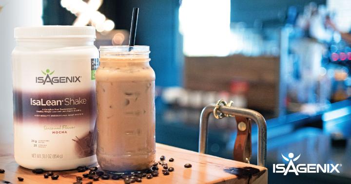 isagenix's tweet photo. Now you can start your day with a mocha! The Mocha seasonal IsaLean Shake is now available!  https://t.co/8MUCsYApX2 https://t.co/LlqDEWjw9i