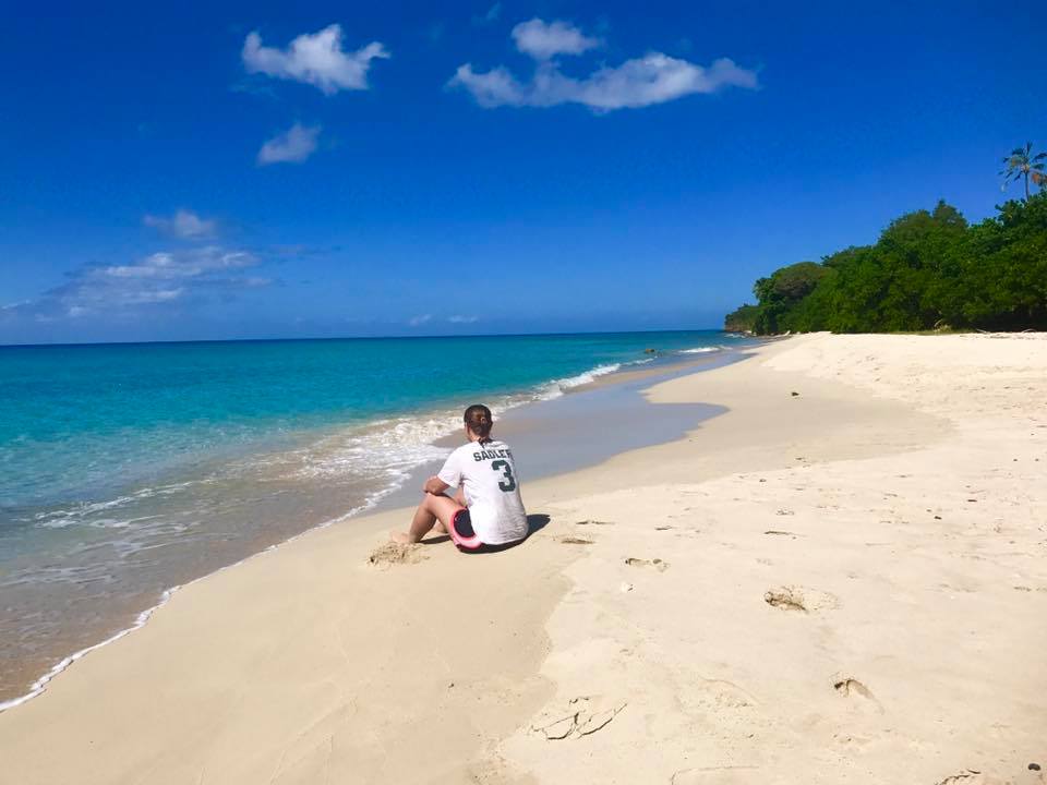 Emily Pokorney at Rainbow Beach, St Croix, USVI #sadler3aroundtheworld