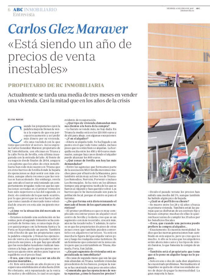 RcInmobiliarias's tweet photo. Nuestro gerente Carlos Gonzalez Maraver analizando el sector Inmobiliario en ABC. https://t.co/1KHjqgO6R0