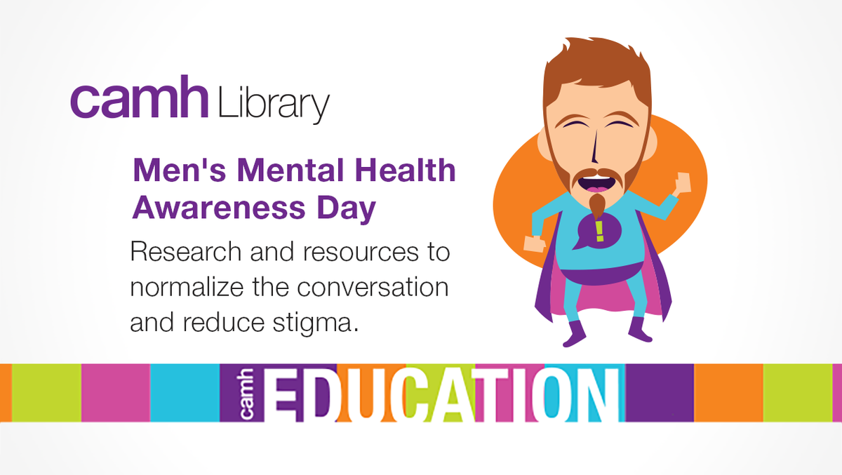 camhEdu's tweet photo. Men need to talk about #MentalHealth—Here are some research and resources from CAMH Library to help start the convo: https://t.co/d1MqYXuy1v https://t.co/ESBb10ZL7d