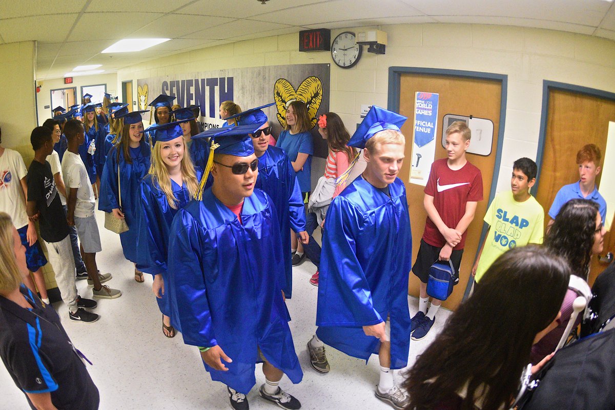 Ram_Snaps's tweet photo. Senior parade through Robinson &amp; all its elementary schools. Gets bigger/better every year! Thanks Drumline and Robbie for leading the way! https://t.co/xmwjE8VU5X