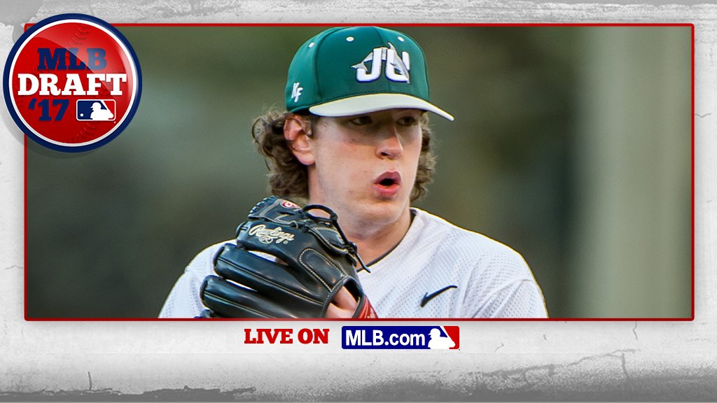 MLBDraft's tweet photo. With the 98th pick of the 2017 #MLBDraft, the @Orioles select @JUBaseball RHP Michael Baumann: https://t.co/oUUGXftEPh https://t.co/bfGi3yD8eF
