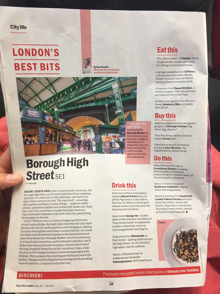 BeckyTProperty's tweet photo. @UnionStPartners Great to see Borough High St featured in today's @TimeOutLondon mag mentioning wonderful @boroughmarket &amp; its neighbours https://t.co/S2K7jRBSCb