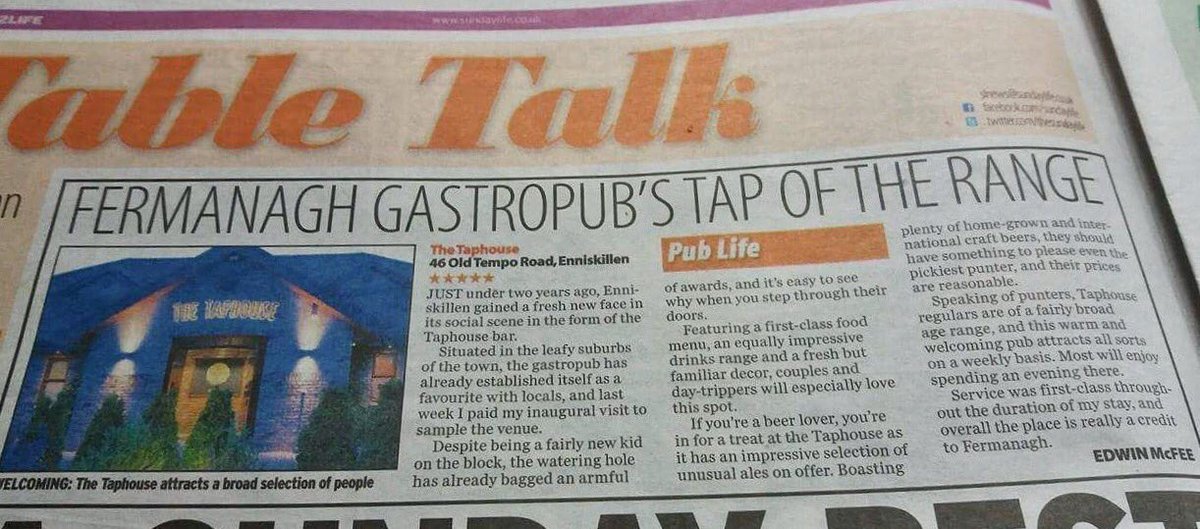 TheTapHouseE's tweet photo. Thanks @TheSundayLife for such a great review in Sunday's paper! Delighted you enjoyed your visit &amp; we hope to welcome you again! #review https://t.co/GPEyVnEomn