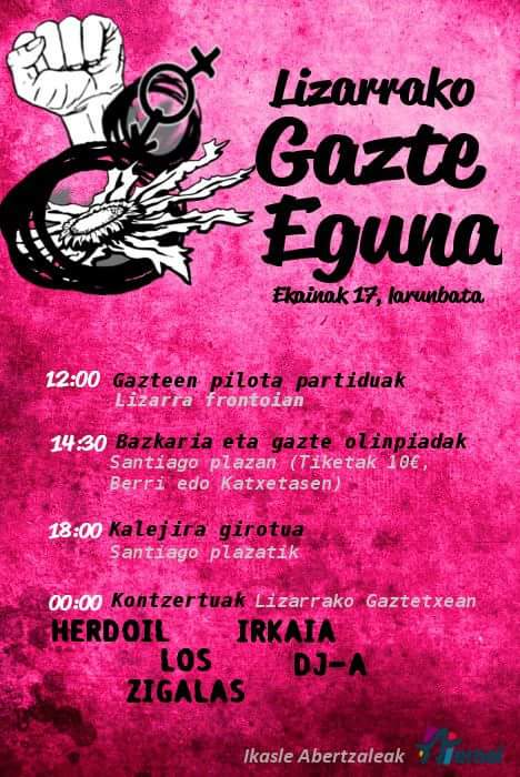 Larunbatan <a href="/lizarrakogazte/">Lizarrako SUGARRA Gaztetxea</a>-txean ibiliko gara! Egurre peña! ✊🎸