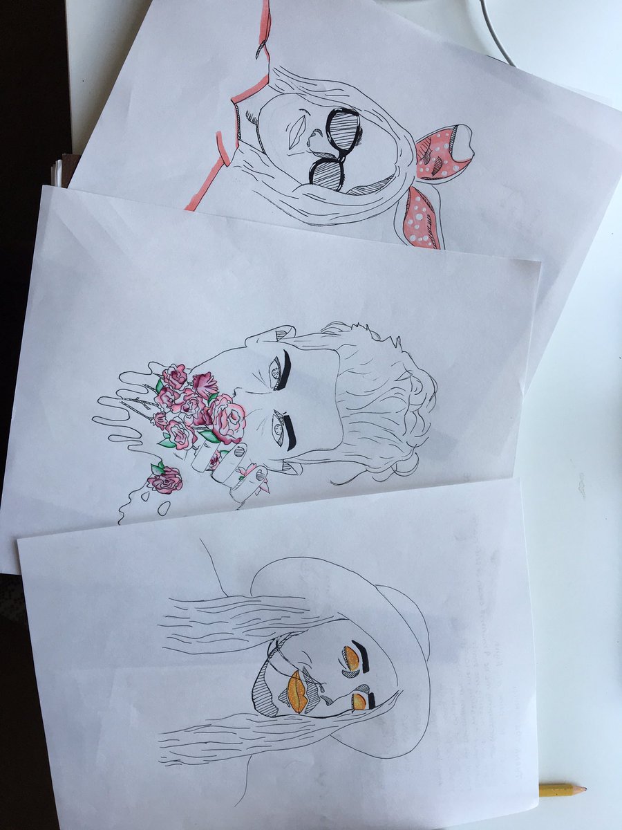 ifuckinghateyou's tweet photo. i (roughly) drew @jphever @JesseCale and @_VESPERTEEN_  w pen and some markers. sorry the lines are so wonky &amp; the lighting is terrible https://t.co/9kJhH4dluk