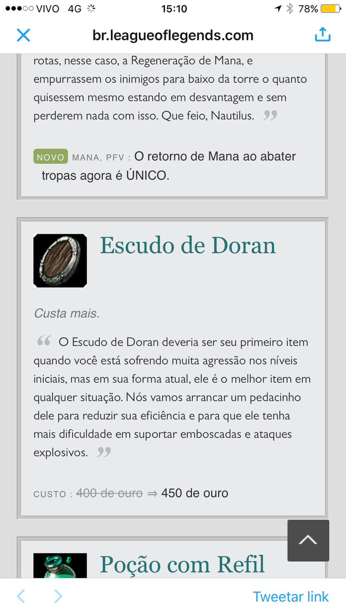E o escudo de doran fica mais caro ;)