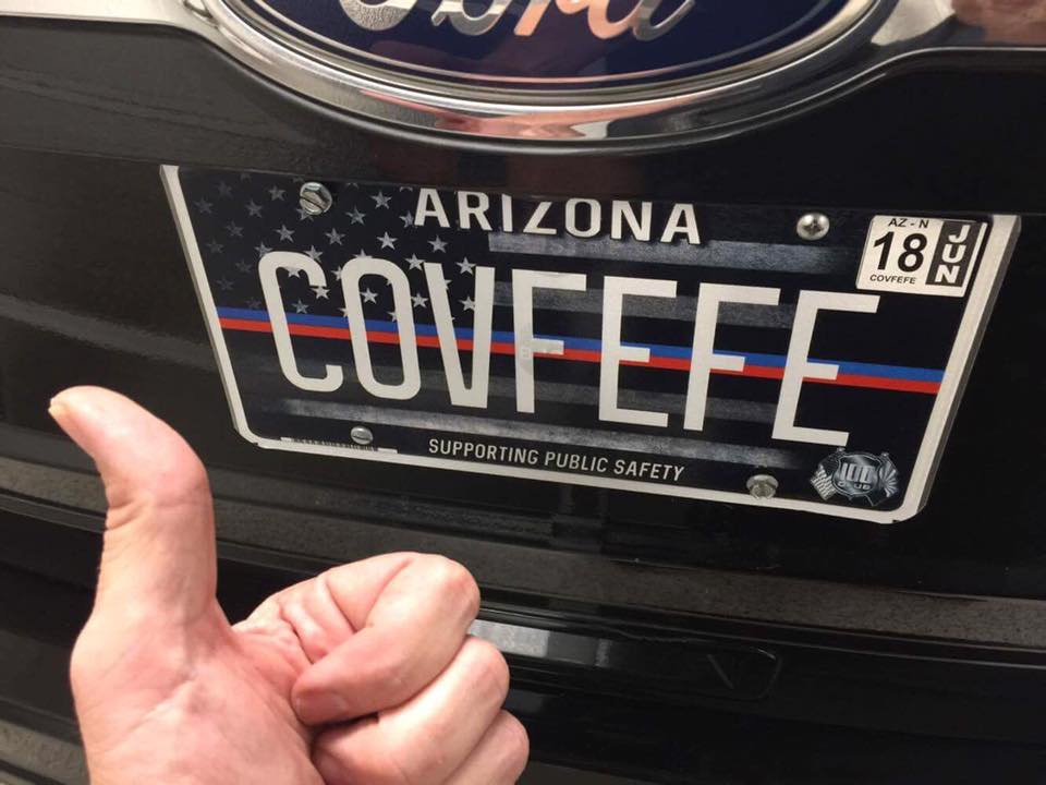 Fox 10 Phoenix Auf Twitter New Phoenix Area Man Gets Covfefe Personalized License Plate Https T Co Ko1rdqcysi
