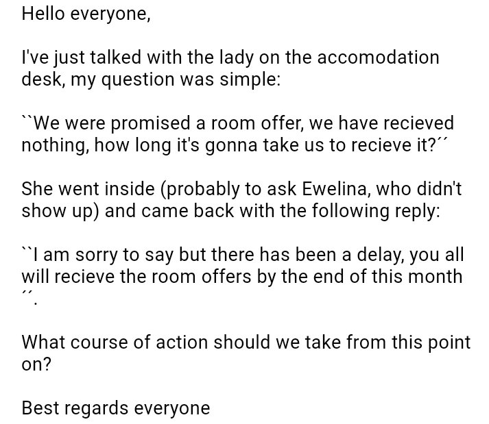 DCUResidents's tweet photo. @DublinCityUni @CampusRes Update attached from a student today. Room offers may not be received until end of the month. We will know then if we can keep our homes. https://t.co/i78Ut9RFfx