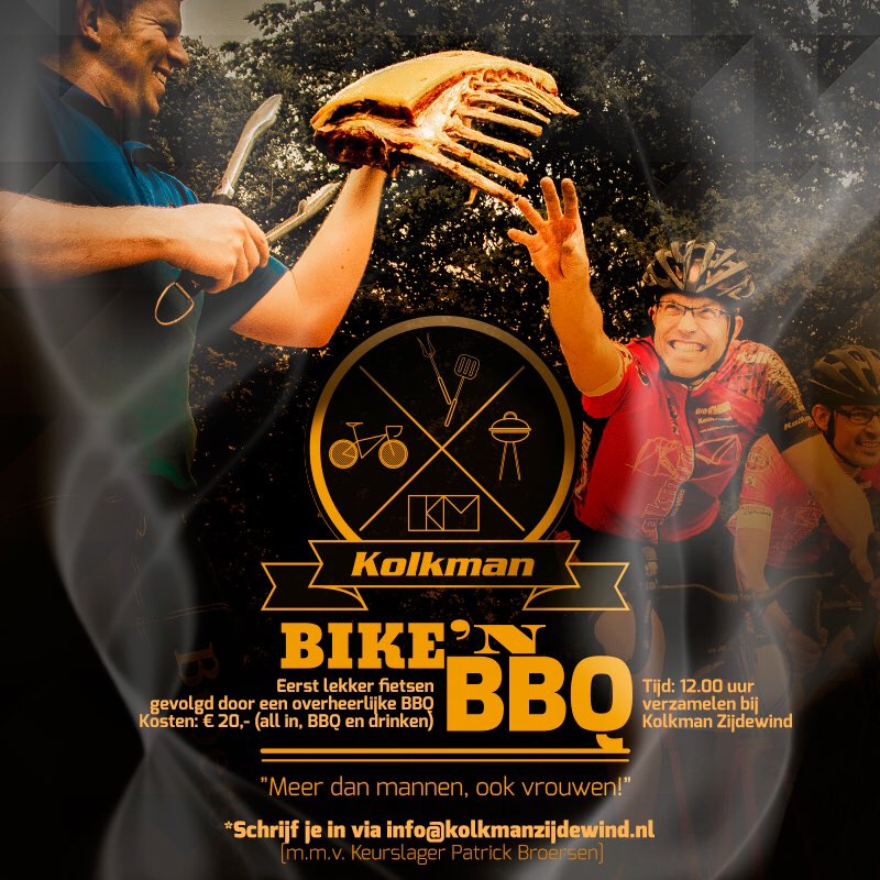 8 juli: Kolkman Bike &amp; BBQ
Meld je aan op kolkmanzijdewind.nl (KM en dan agenda)
#KolkmanZ #keurslagerpatrickbroersen