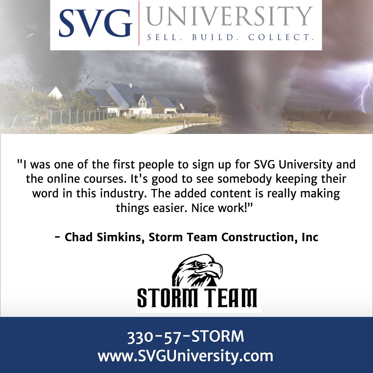 SVGCorp's tweet image. @SVGCorp Is Making #Contracting Great Again. #StormVenturesGroup #SVG #SVGUniversity#WinTheStorm #TestimonialTuesday #Roofing#Construction