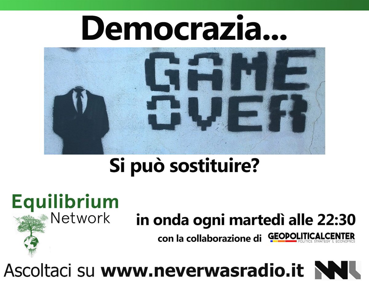 NeverWasRadio's tweet photo. #Democrazia in crisi. Alternative? Ascoltaci con @Equilibrium_Net alle 22:30 su: https://t.co/o2csgyMJu6   #governo #astensionismo https://t.co/4BXhud60Ho